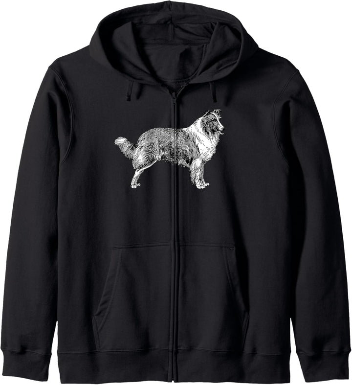 Rough Collie Hund Vintage Illustration Kapuzenjacke