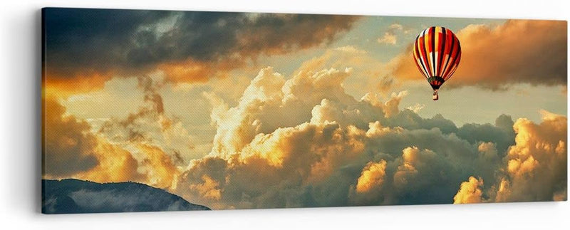 Panorama Bilder auf Leinwand Wolken Ballon Flug Leinwandbild 90x30cm Wandbilder Dekoration Wohnzimme