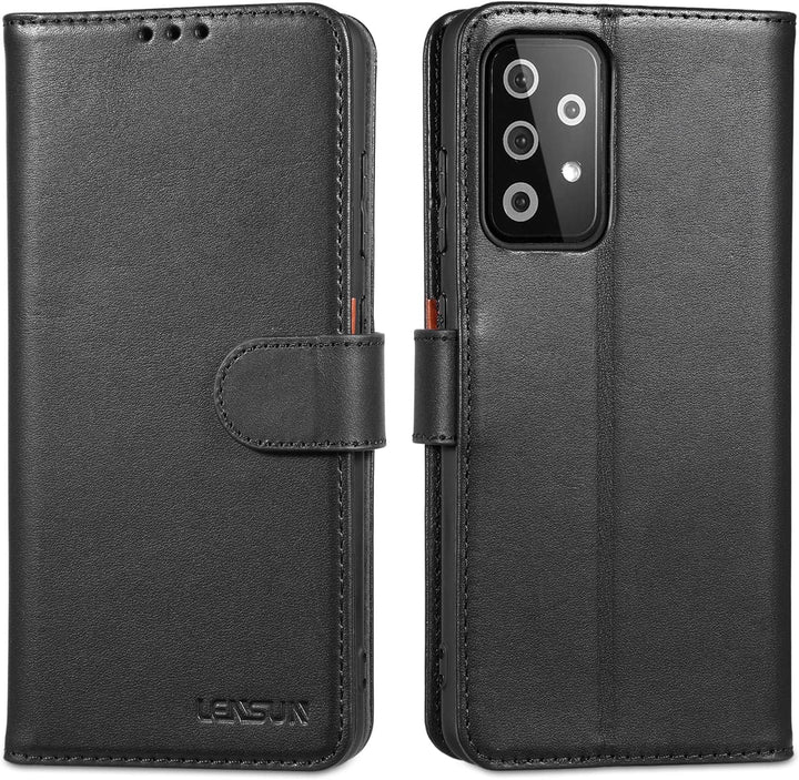 LENSUN Echtleder Hülle für Samsung Galaxy A52, A52s 5G Handyhülle [Echtes Leder] [Magnetverschluss]