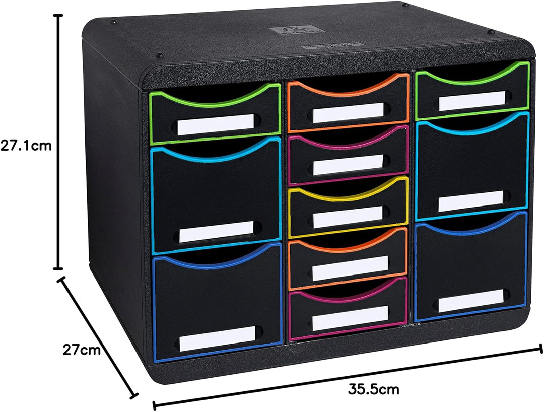 Exacompta 313914D Ablagebox Harlekin aus Recycling-Kunststoff mit 11 individuell platzierbaren Schub
