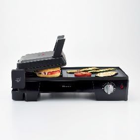 Ariete 1916 Elektrogrill, glatt und gerillt, mit Kontaktgrill-Funktion, 2200 W, Platten mit Antihaft