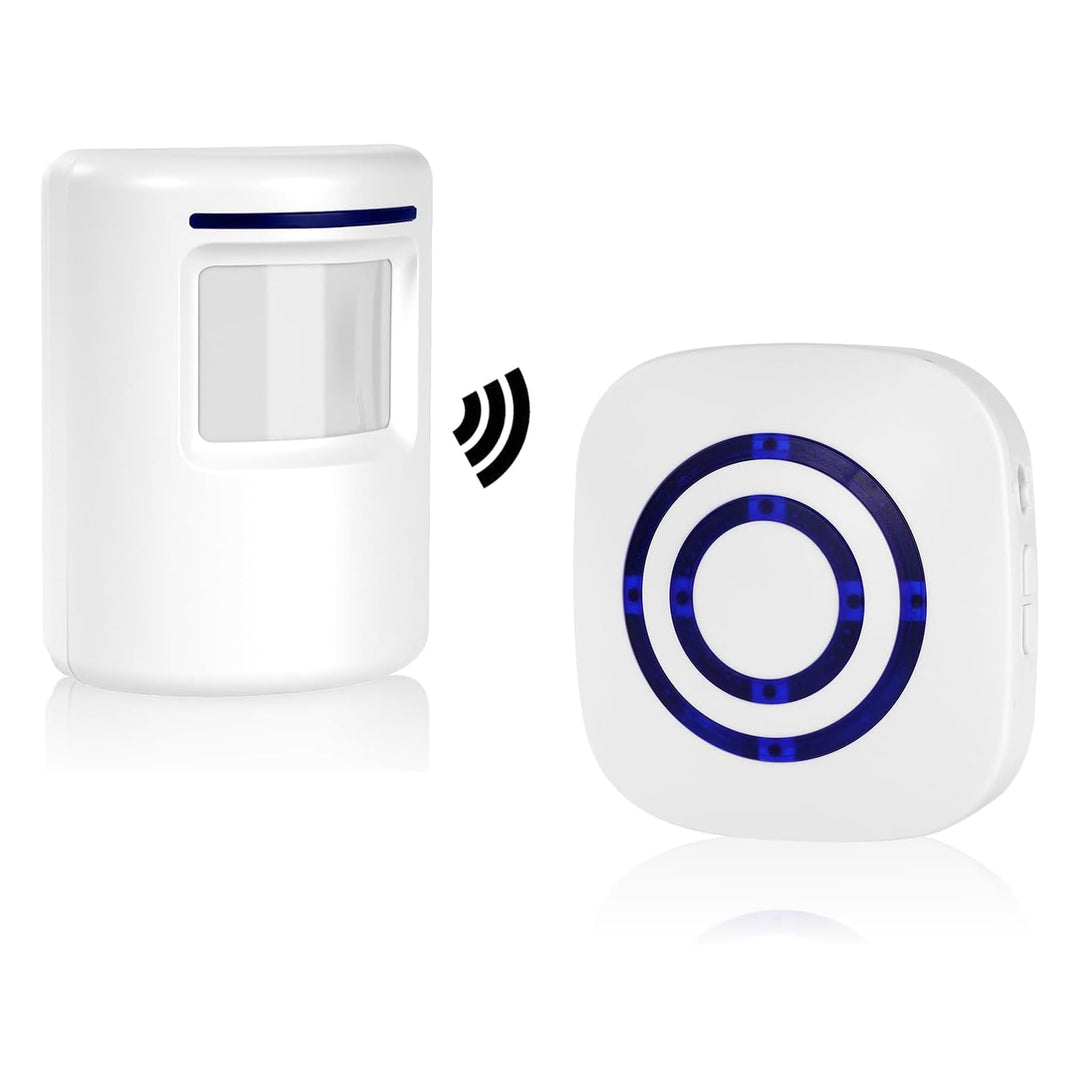 Bewegungsmelder Durchgangsmelder Alarm Katzenklingel Funkalarmanlage Set mit Plug-in-Empfänger und P
