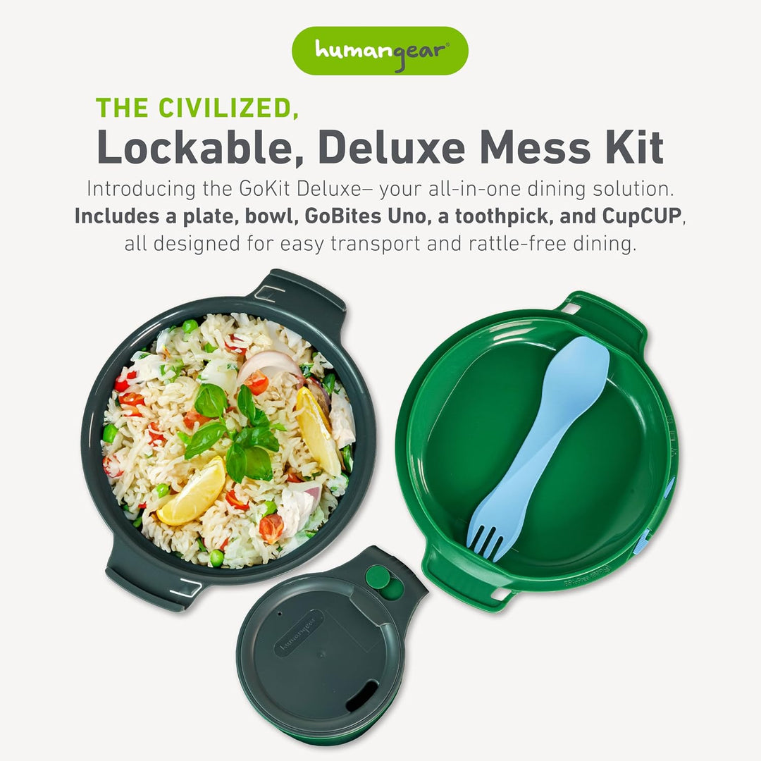 humangear GoKit Deluxe: 7-Tool Lightweight Camping Mess Kit with Portable Insulated Cup, Camping Pla