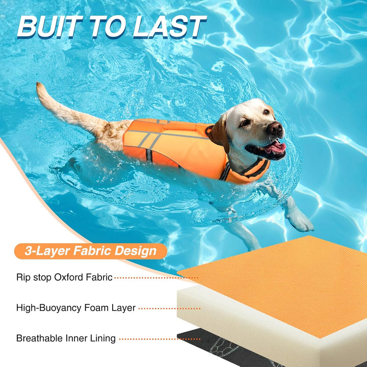 VIVAGLORY Sports Style Schwimmweste Hund, Hundeschwimmweste für Bootfahren, Auftrieb & Schwimmhilfe,