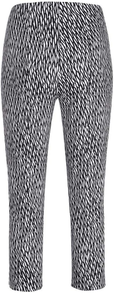 Stehmann-Loli-602, Schmale Pull-On Jacquardcaprihose mit Schlitz an der Seitennaht 38 Schwarz, 38 Sc