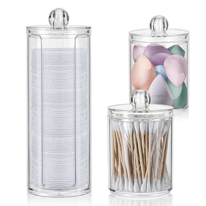 3 Stk Wattepadspender，Schminktisch Zubehör，Bathroom Organizer，Wattepads Aufbewahrung mit Deckel，Watt