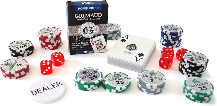 Smir 360355 Casino-Set World Poker Tour, schwarzer Aluminium-Koffer, Poker Grimaud, 500 amerikanisch