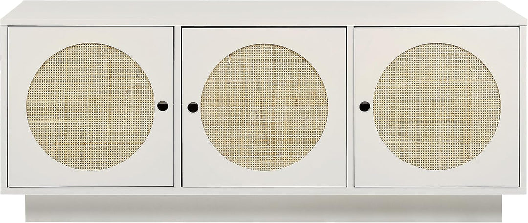 Sideboard Rattan weiss / beige 3 Türen 120 x 40 x 40 cm moderne Kommode Uyuni