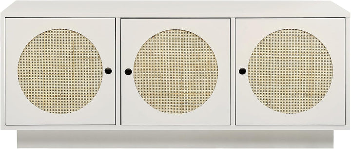 Sideboard Rattan weiss / beige 3 Türen 120 x 40 x 40 cm moderne Kommode Uyuni