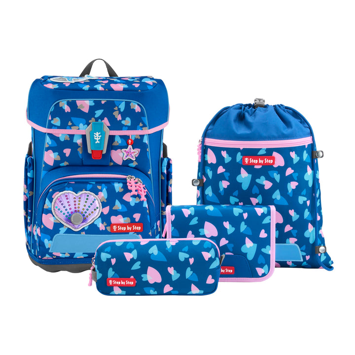 Step by Step Schulranzen-Set CLOUD REFLECT „Seashell Pearl“ 5-teilig, blau-rosa, Panther-Design, erg