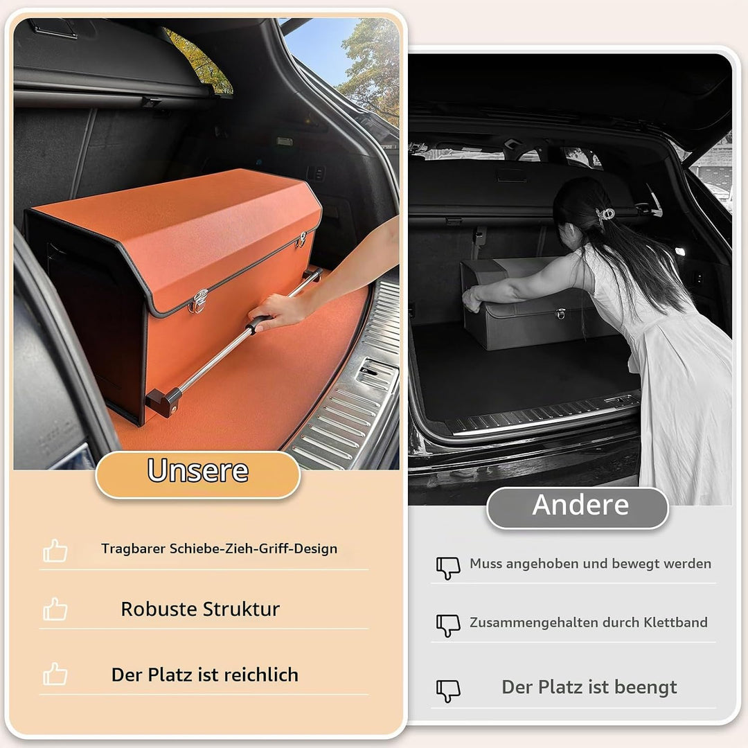 Auto Kofferraum Organizer mit Deckel und Stabiler Push-Pull-Griff, 60L Grosse Faltbare Fahrzeug Stor