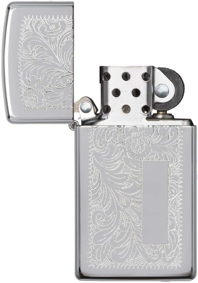 Zippo 1300088 Pirates Emblem Feuerzeug, Venetian Chrome, Venetian Chrome