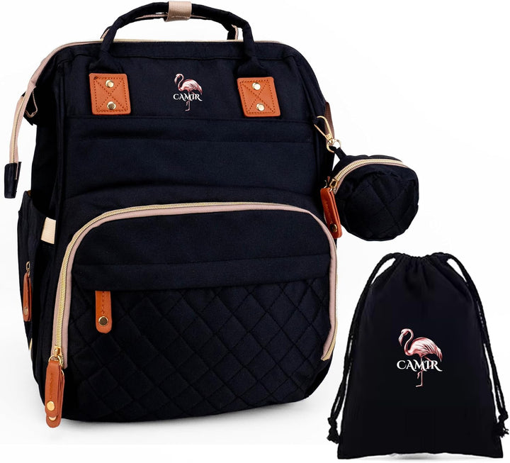 CAMIR Wickelrucksack, Rucksack für Kinderwagen, Wickeltasche, Mutterschaft, tragbar mit Haken für Ki
