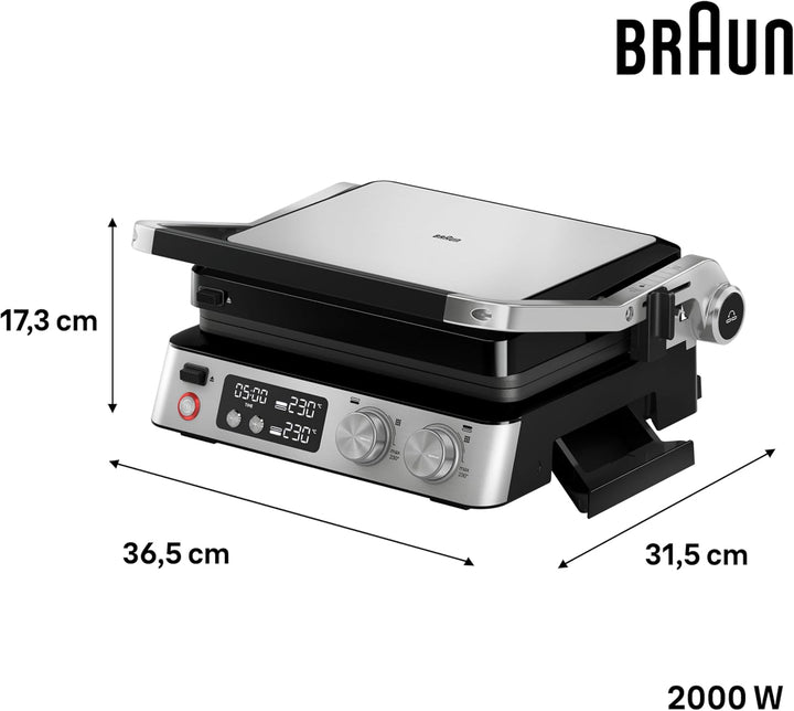 Braun MultiGrill 7 CG7040, 3-in-1 Kontaktgrill, BBQ & Ofen, grosse Grillfläche (12 Burger), 2000W, 2