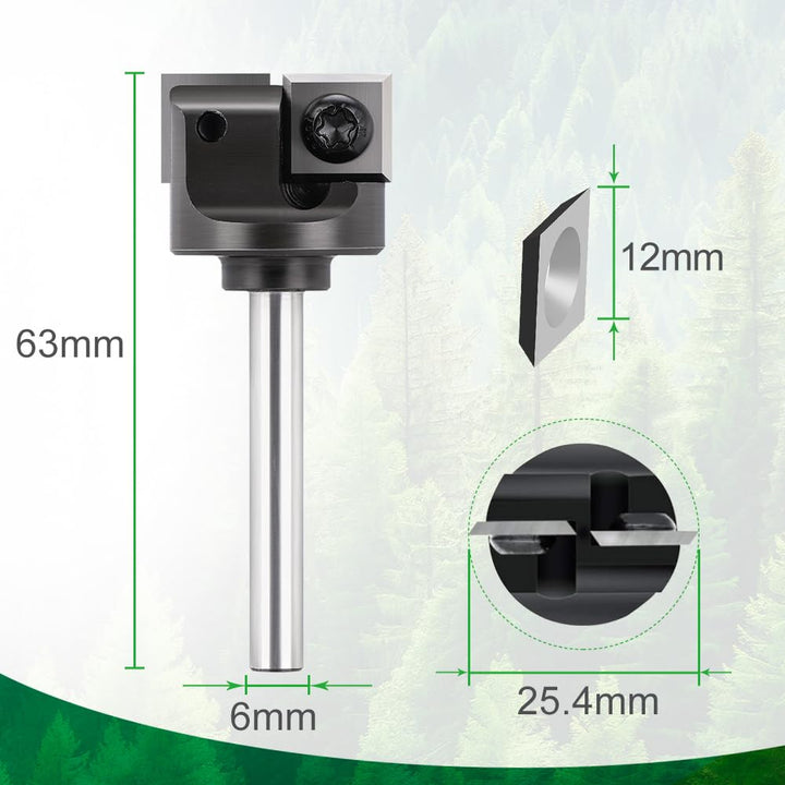 BALUGAEA Planfräser für Oberfräsen mit 6 mm Schaft – 25,4 mm Schnittdurchmesser – ausgestattet mit 2