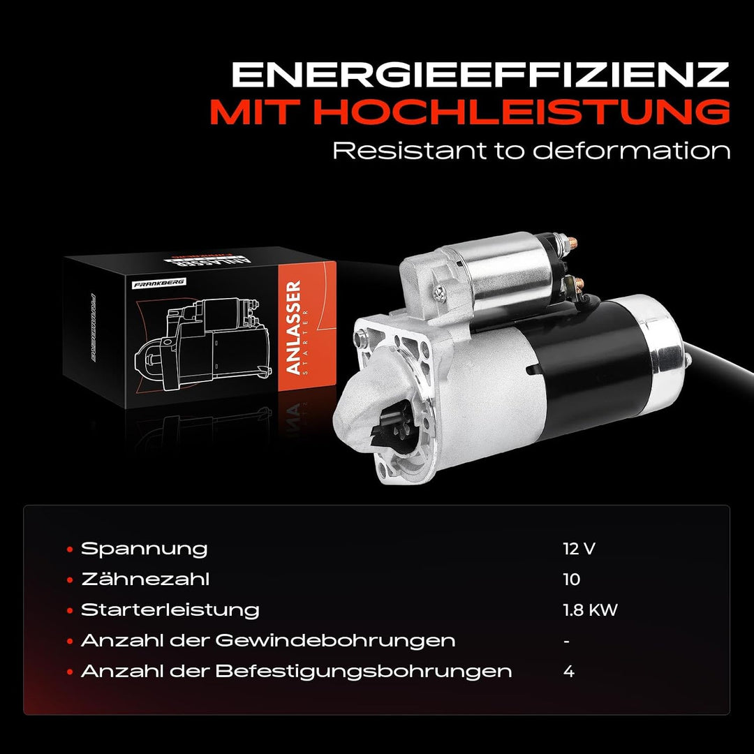 Frankberg Anlasser Starter 1,7KW Kompatibel mit Astra J GTC 2012-2015 Insignia A G09 2008-2017 Zafir