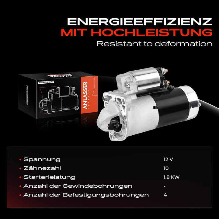 Frankberg Anlasser Starter 1,7KW Kompatibel mit Astra J GTC 2012-2015 Insignia A G09 2008-2017 Zafir