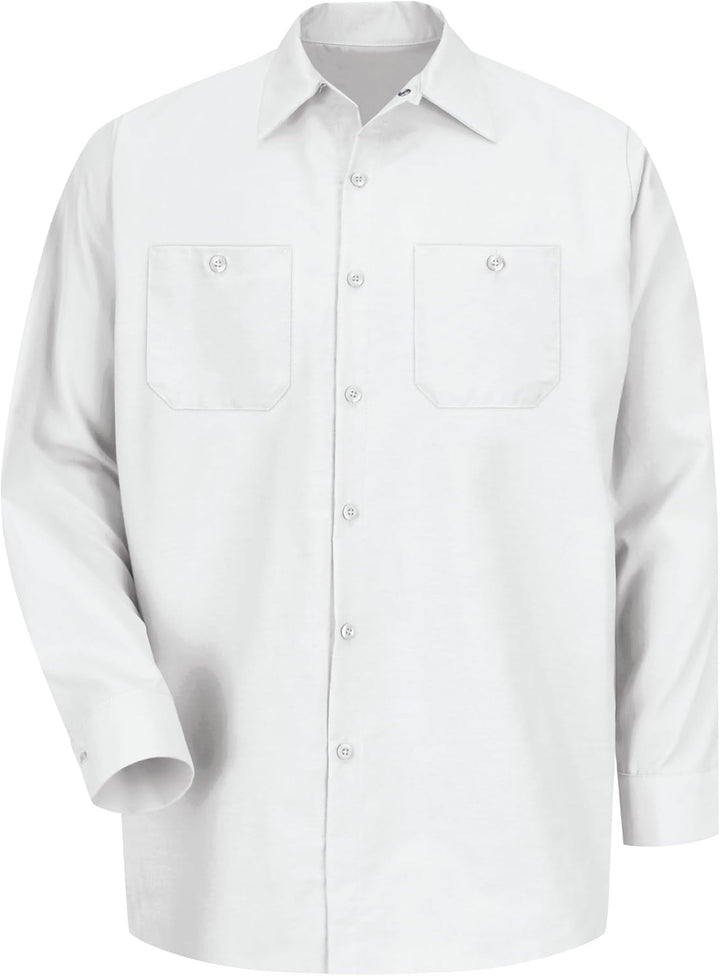 Red Kap Herren Performance Tech Langarmshirt Arbeitshemd mit Knopfleiste (1er Pack) M Weiss, M Wei&#