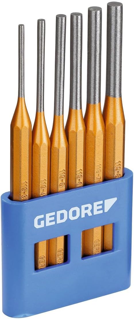 GEDORE Splinttreiber-Satz inkl. PVC-Halter, 6-teilig, Stahl/Lackierung, Silber/Kupfer Ø: 3-8 mm Mit