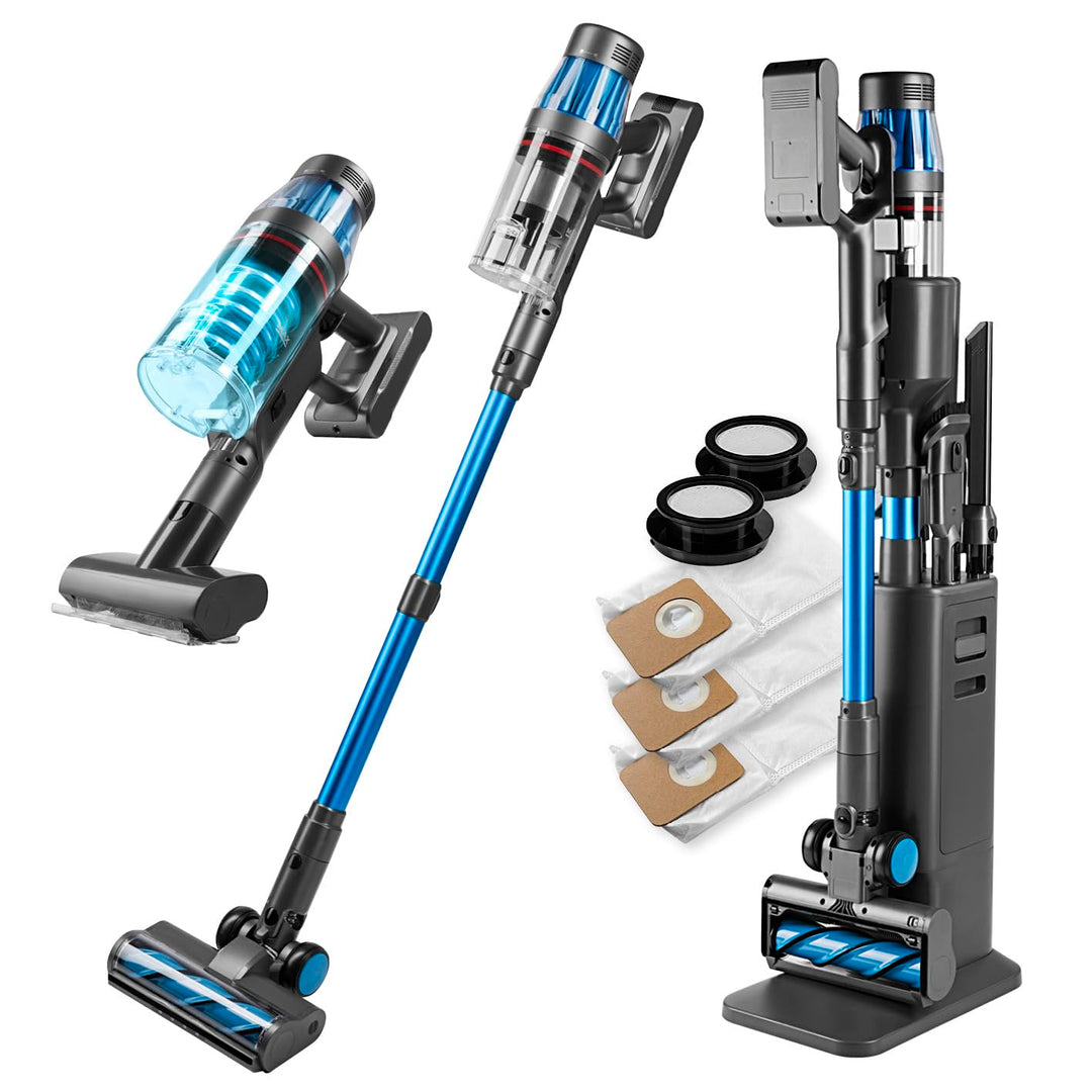 CLEANmaxx AeroTec 500 Staubsauger mit Absaugstation | Handstaubsauger smart &amp; kabellos | automatisch