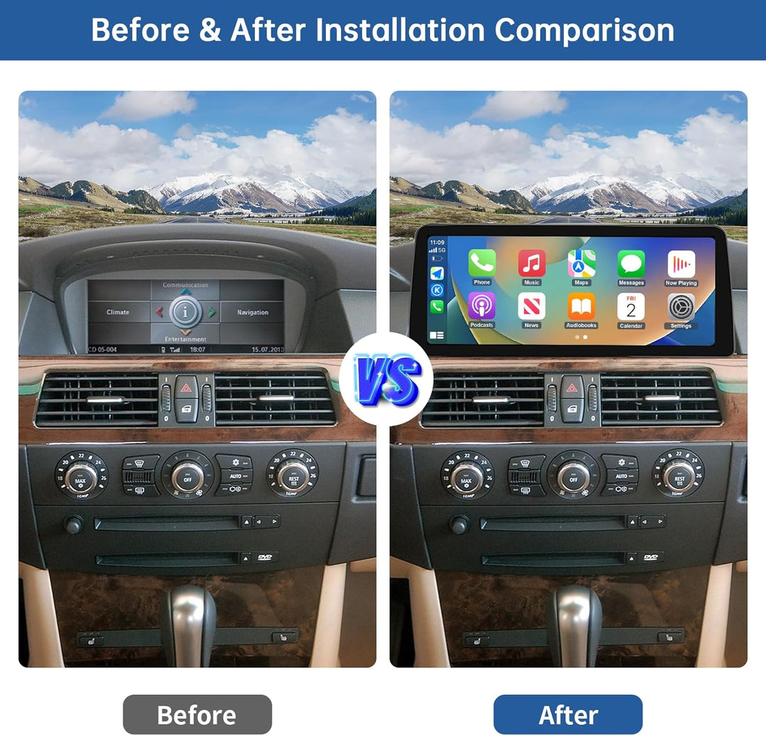 Road Top 12,3 Zoll Ultraschmaler Autoradio Carplay für BMW 5er E60/E61 CCC | 2003-2008 Jahr, Linux H