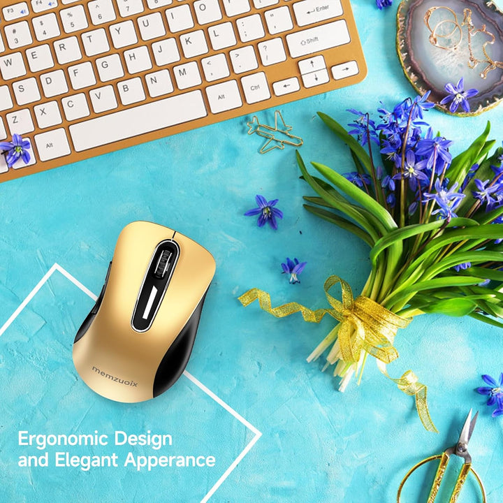 memzuoix Kabellose Maus 2.4GHz, Tragbare Optische Wireless Maus 1400 DPI mit Mini-USB-Empfänger, 5 T