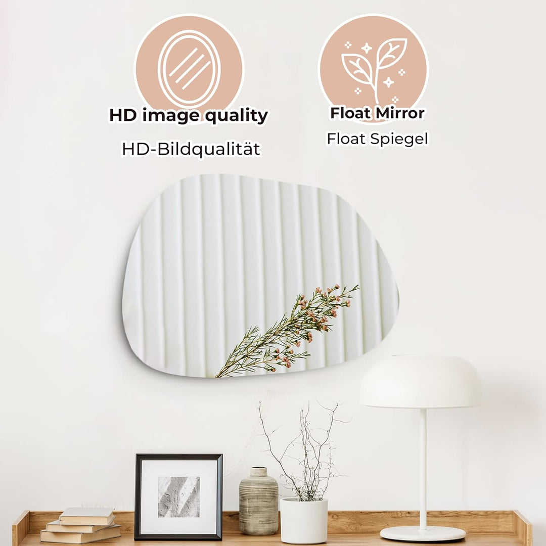 Gozos Moderner Xabia Asymmetrisch Spiegel - Wandspiegel mit 2,2 cm hölzerner Unterseite und inklusiv