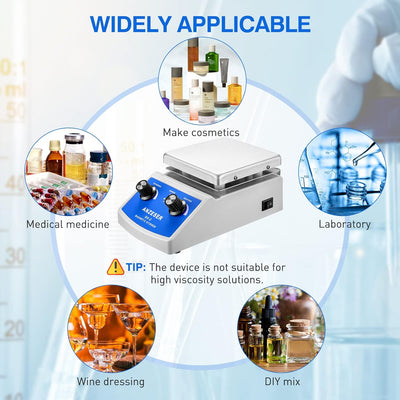 ANZESER Magnetrührer Heizplatte 120x120mm 380°C zum gleichzeitigen Mischen Rühren und Erhitzen