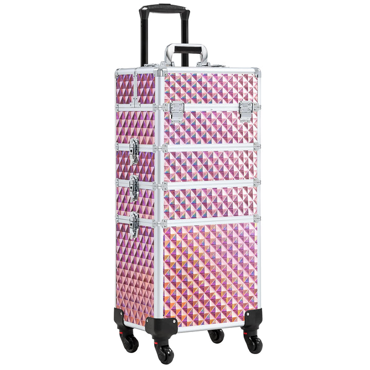 Yaheetech 4-in-1 Kosmetikkoffer, Trolley Schminkkoffer, Grosser Make up Koffer, Abschliessbar Multik