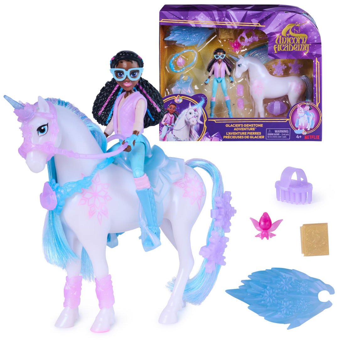 Unicorn Academy - Glacier’s Gemstone-Abenteuer mit Layla, ca. 12 cm Originalfiguren zur Netflix Seri