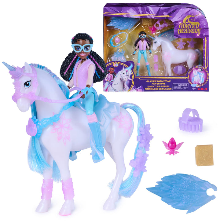 Unicorn Academy - Glacier’s Gemstone-Abenteuer mit Layla, ca. 12 cm Originalfiguren zur Netflix Seri
