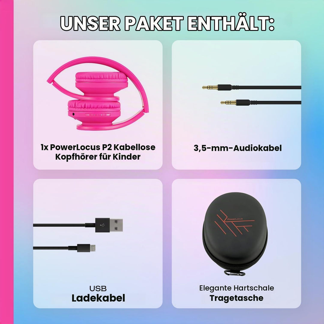 Kinder Kopfhörer, PowerLocus KinderKopfhörer Bluetooth mit 85dB Lautstärkebegrenzung, Faltbar mit Tr