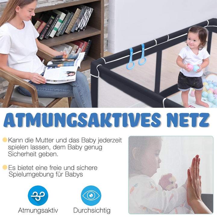 Aufun Laufstall Baby Laufgitter 300D Oxford Gewebe, mit Anti-Kollision Schaum Absperrgitter, Atmungs