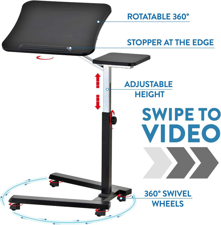 Tatkraft Joy Laptoptisch Hohenverstellbar mit Mausablage, Laptop Rolltisch, Stehtisch Mobil, Höhen O