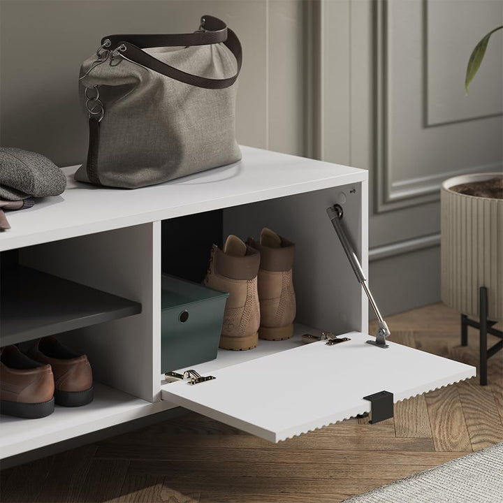 Vicco Schuhschrank Eliza, Weiss, 100 x 45 cm mit Klapptür, Weiss