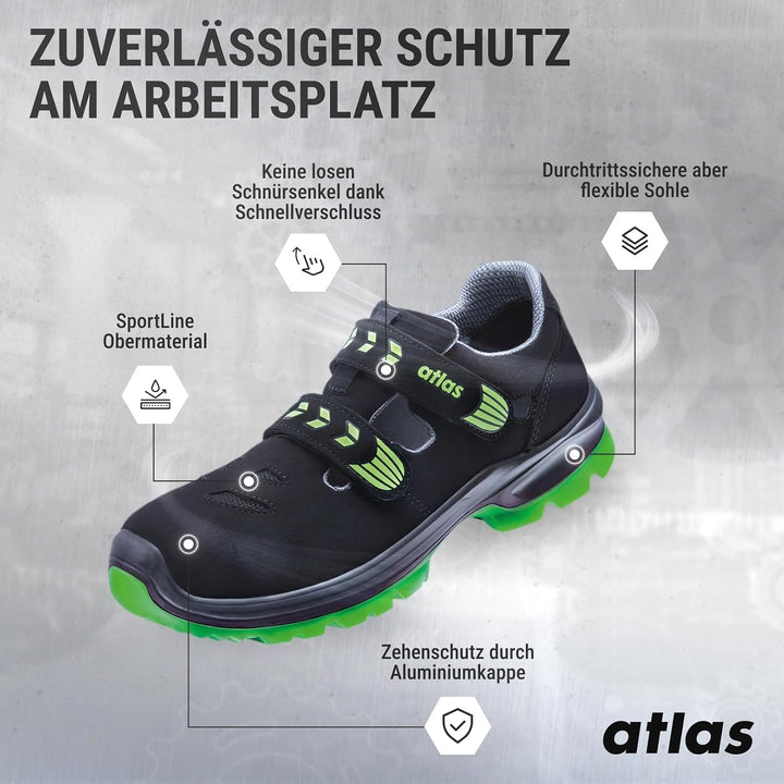 Atlas SL 265 XP Green ESD Sicherheitschuhe Arbeitsschuhe für Herren und Damen S1P leicht, Aluminiumk