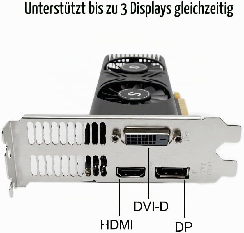 GTX 1050 Ti Grafikkarte für PC, 4GB GDDR5 128-bit, HDMI DisplayPort DVI-D, Computer GPU, Gaming Graf