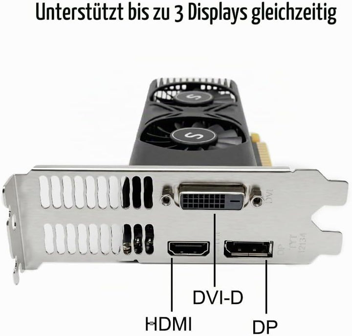 GTX 1050 Ti Grafikkarte für PC, 4GB GDDR5 128-bit, HDMI DisplayPort DVI-D, Computer GPU, Gaming Graf