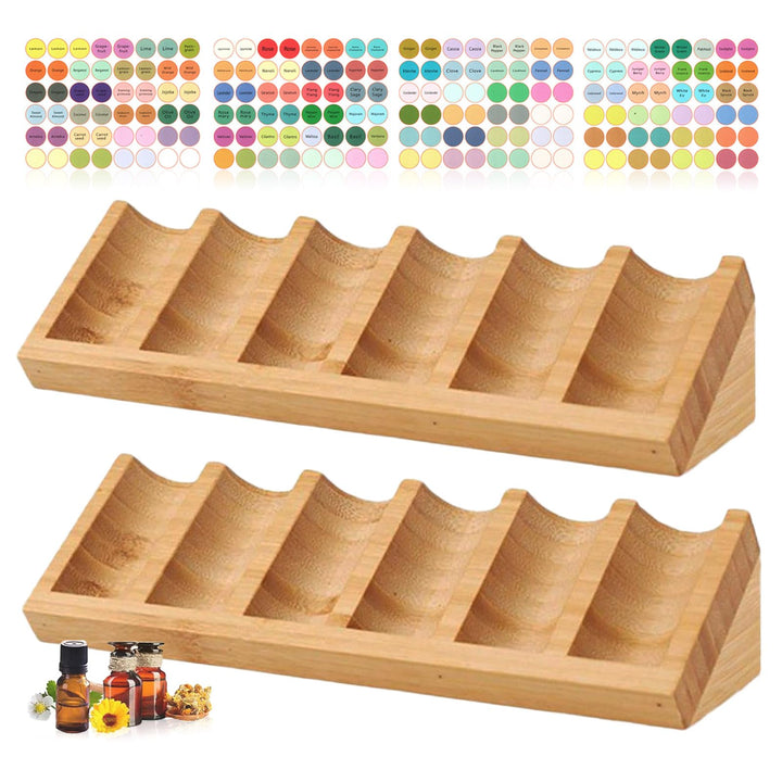 6 Loch Hölzern für Ätherisches Öl Display Ständer, Aromatherapie Öle Organizer – 2 Stück Ätherische