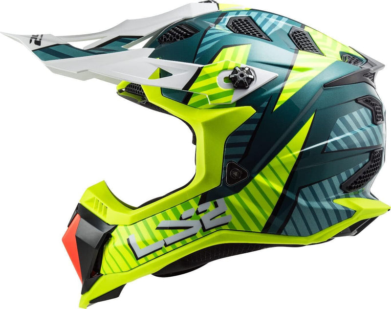 LS2 Helm Subverter EVO Astro MX700 Kobalt/fluoreszierend gelb | Geen vizier | Doppelring | PolyCarbo