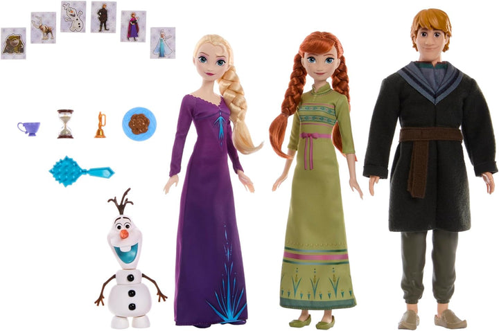 DISNEY Frozen Die Eiskönigin - Party Set mit beweglicher Anna, Elsa und Kristoff Puppen, Schneemann