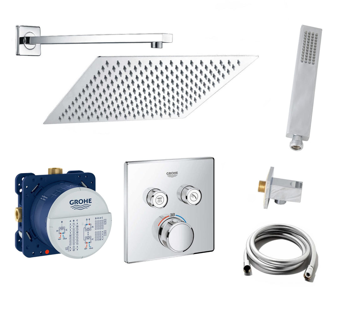 vanvilla Duschsystem mit Unterputz Duscharmatur von GROHE Smartcontrol Thermostat und vanvilla Regen