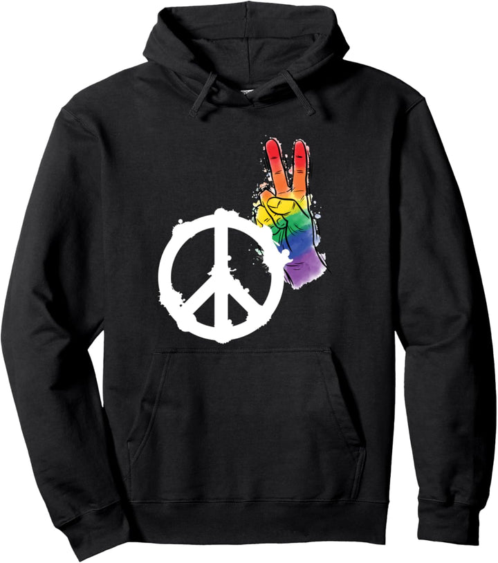 Friedenszeichen Handzeichen - Regenbogen Stolz LGBT Pullover Hoodie