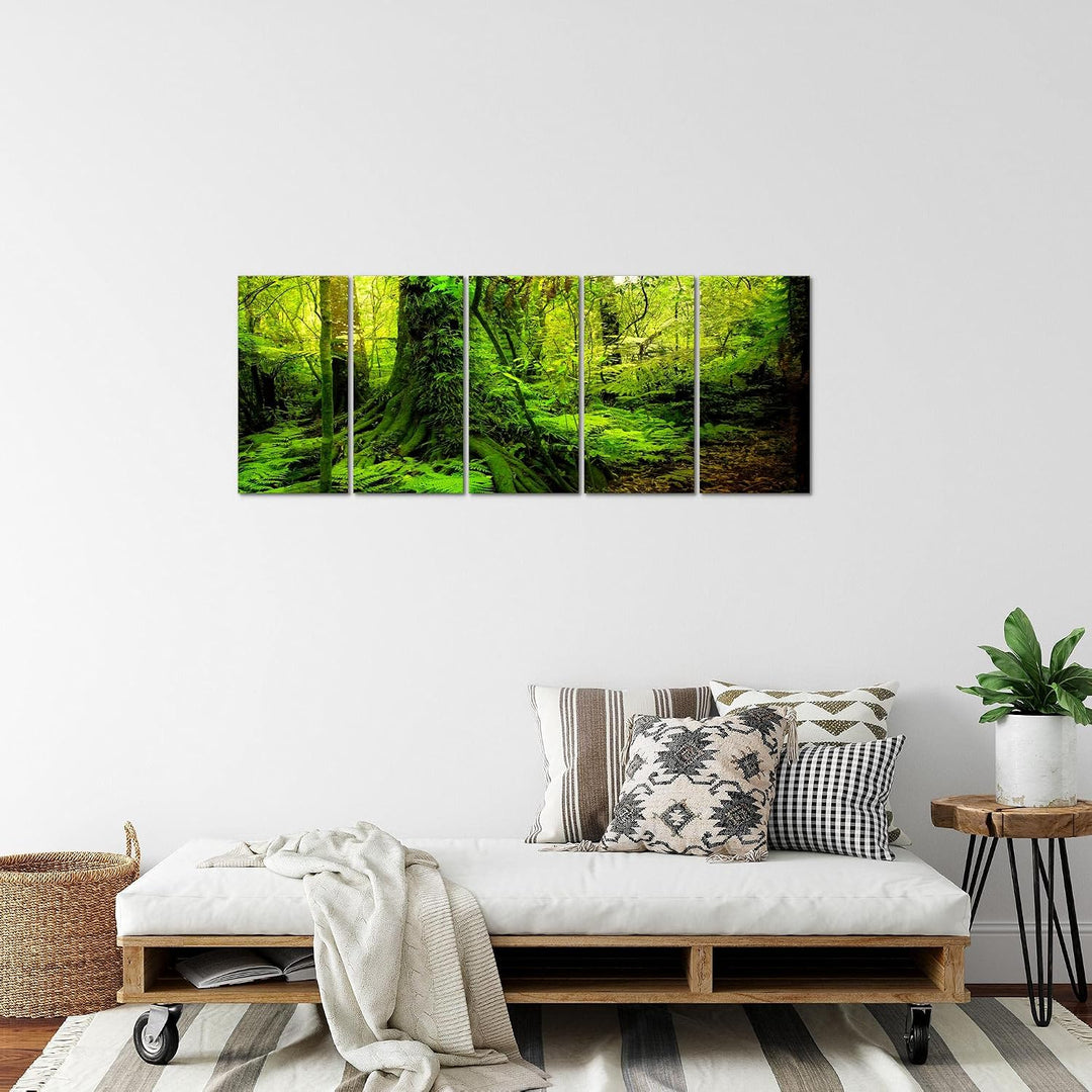 Runa Art Bild Wald Landschaft Wandbilder auf Vlies Leinwand 5 Teilig Wanddekoration Schlafzimmer Woh