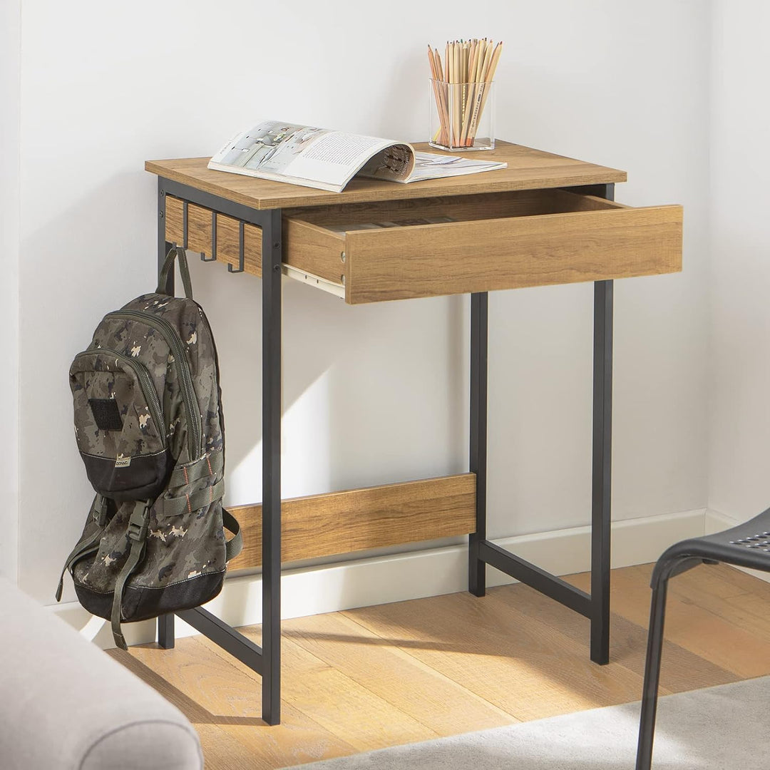 SoBuy FWT43-N Schreibtisch mit Einer Schublade und 2 Haken Tisch Computertisch Arbeitstisch Natur BH