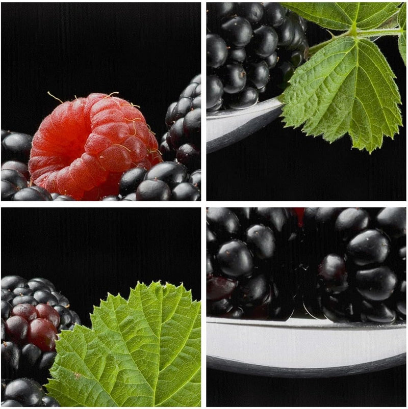 Wandbilder Dekoration Wohnzimmer Löffel Himbeere Brombeere Frucht Panorama Bilder auf Leinwand 120x5