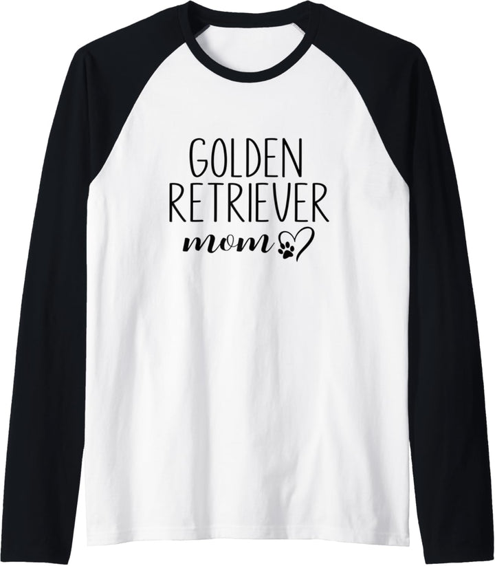 Dog Paw Print Heart Golden Retriever Mom Raglan