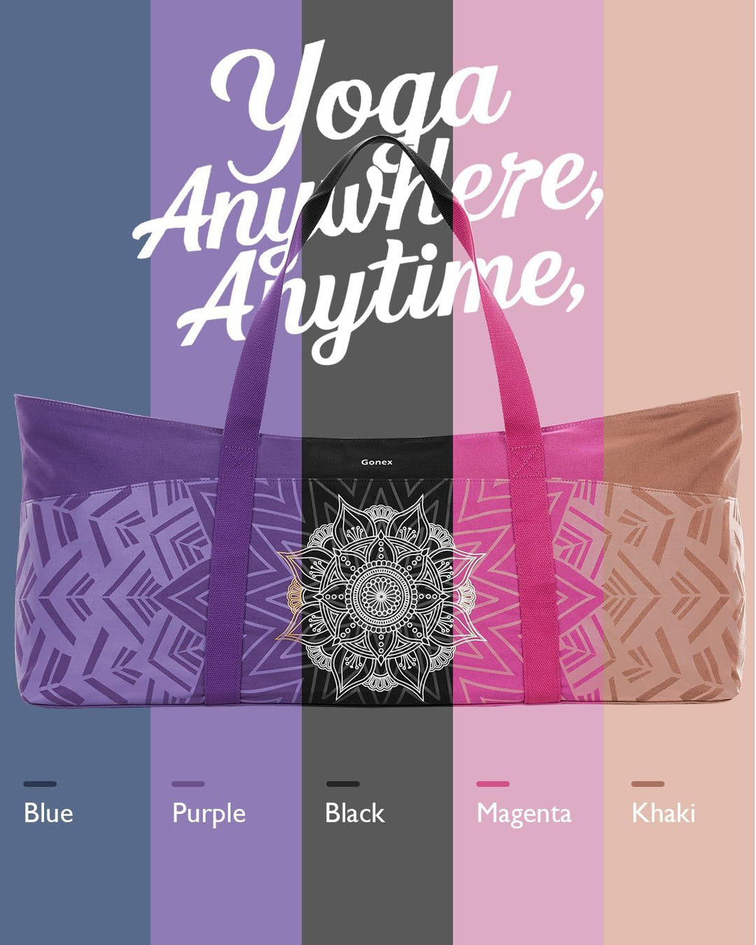 Gonex Yogatasche, Extra Grosse Canvas Sporttasche mit Wasserdichtem Fach & Metallreissverschluss, Fü