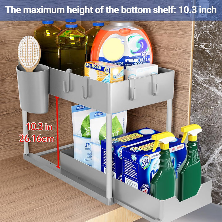 Puricon Unter Waschbecken Regal, 2 Etagen Standregal Küche Arbeitsplatte Regal Organizer, Mehrfunkti