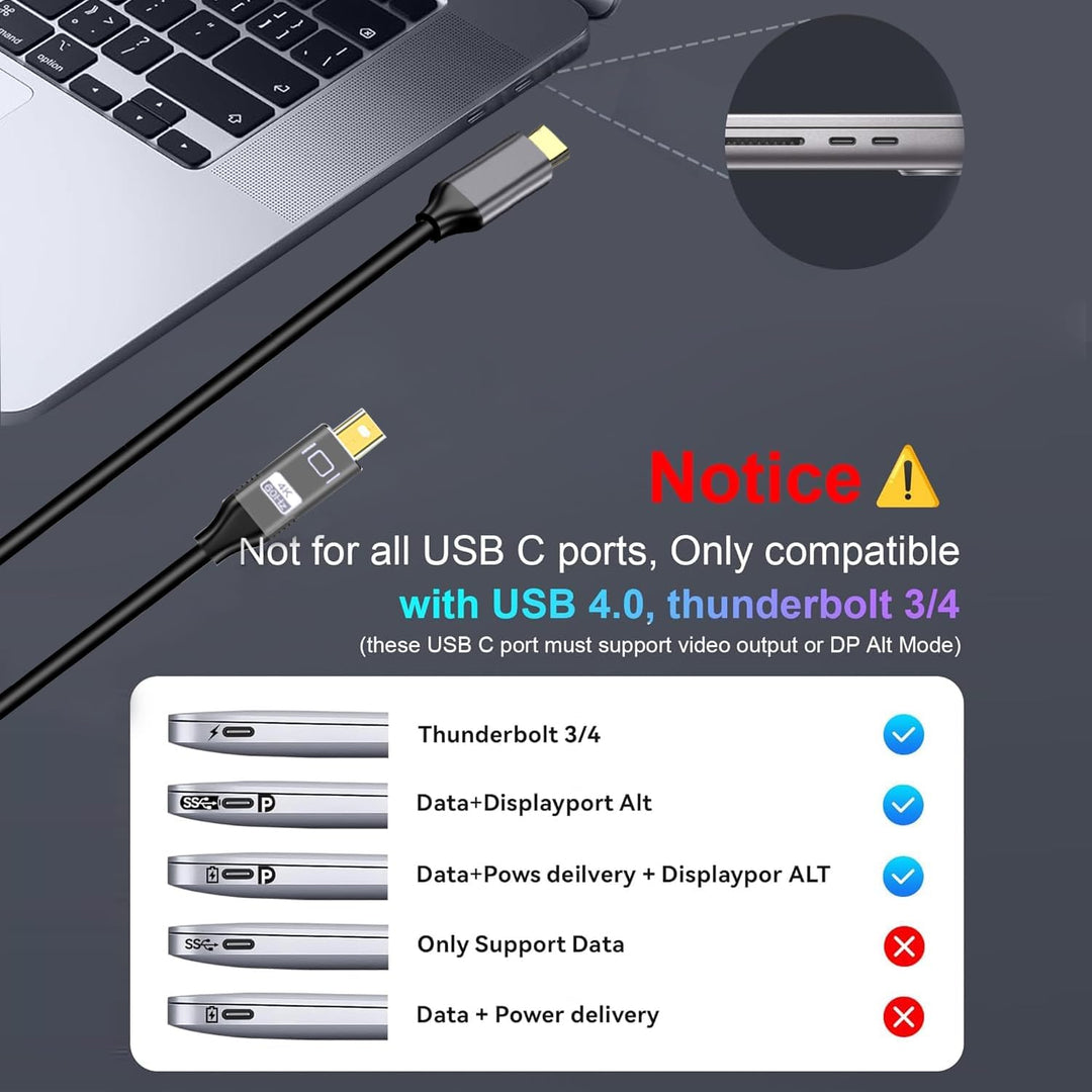 YMY USB Type-C auf Mini Displayport Kabel, 1,8m 4K@60hz USB C zu Mini DP Video Konverter Kabel Unter
